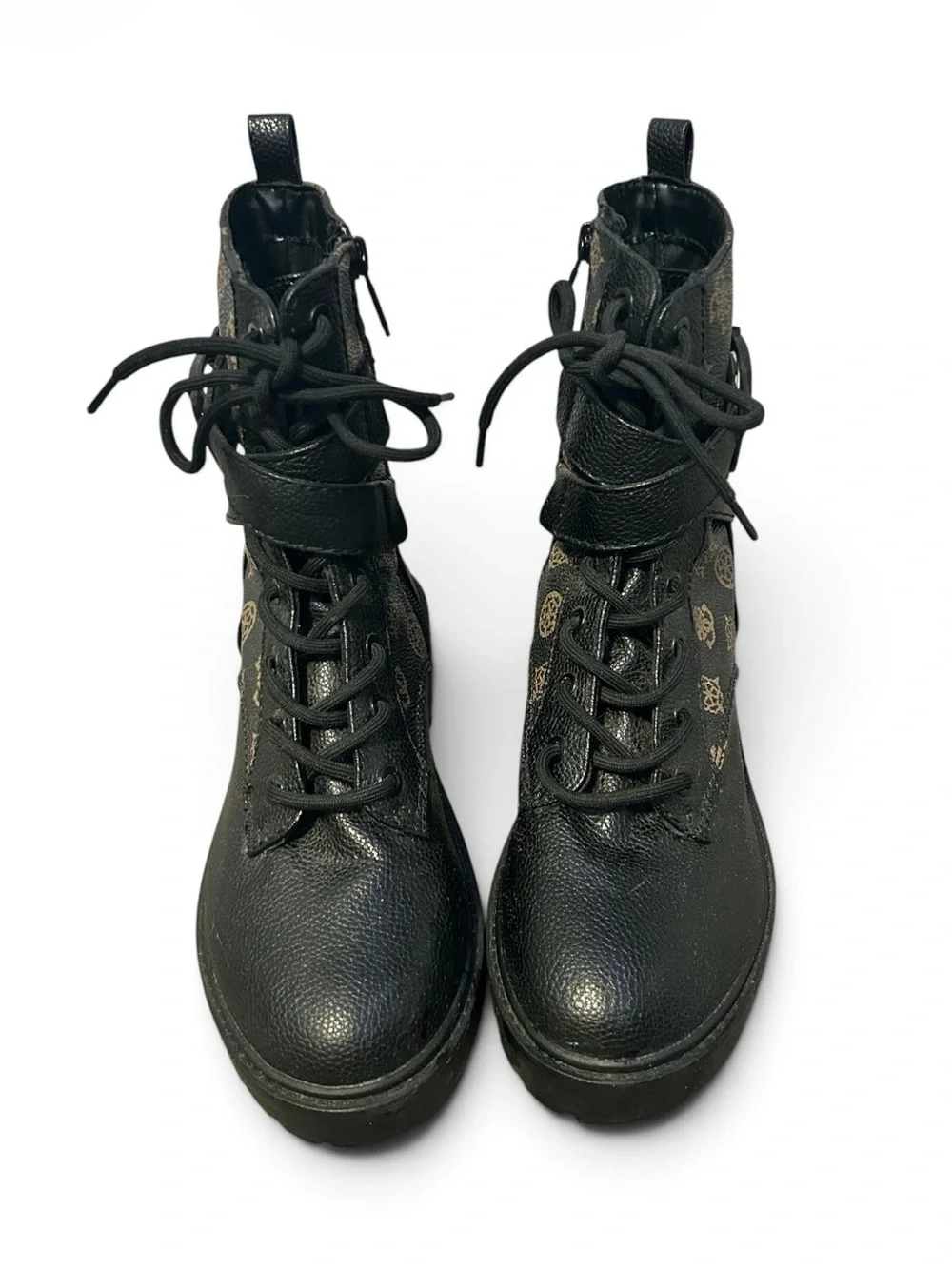 Guess Black Leather Boots with Gold pattern